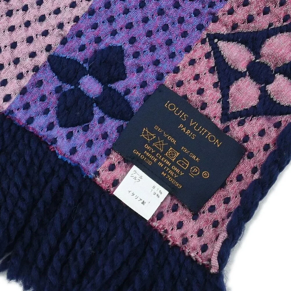Louis Vuitton Navy Monogram Echarpe Logomania Rainbow Scarf M70899 GM0138 117791 - Picture 4 of 8